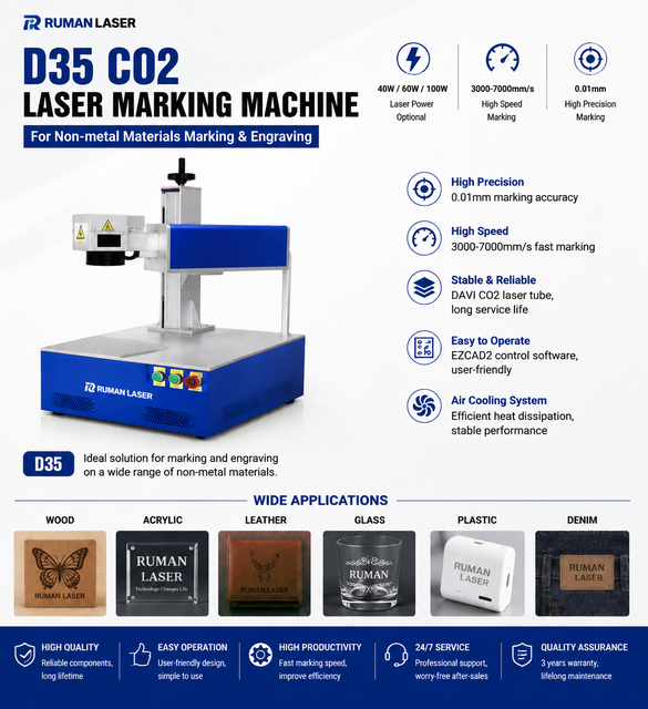 20W 30W 50W CO2 Laser Marking Machine for Leather Wood Acrylic Engraving