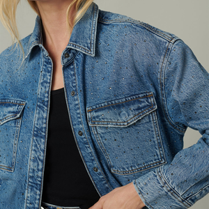 Camicie da <span class=keywords><strong>Donna</strong></span> in Denim Casual Larghe <span class=keywords><strong>con</strong></span> Design alla Moda Personalizzato all'Ingrosso, <span class=keywords><strong>Camicia</strong></span> in Denim Vintage <span class=keywords><strong>con</strong></span> Strass - Product Image 3