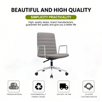 Chaise de bureau ergonomique avec roulettes et dossier bas, chaise de réunion, chaise de direction en cuir