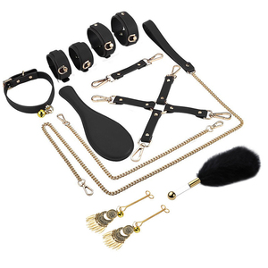 6PCS/8 PCS Handcuffs <strong>Nipple</strong> <strong>Clamps</strong> Whip Spanking Sex Metal Anal Plug <strong>Vibrator</strong> Butt Bdsm Bondage Set for Couples - Product Image 1