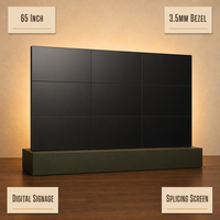 Écran vidéo mural couleur 65 pouces avec cadre de 3,5 mm, affichage numérique, écran de jonction, luminosité 700 cd/m², garantie 2 ans pour le commerce de détail