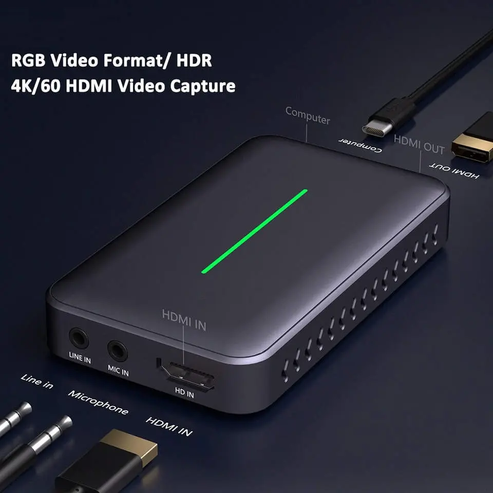 การ์ดจับภาพวิดีโอแบบคู่คุณภาพสูงสี RGB HD แบบไร้รอยต่อสลับการสตรีมสดแบบ4K 60 fps การ์ดจับภาพวิดีโอ