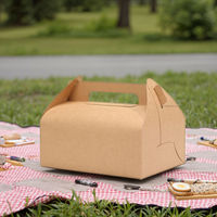 Boîte à gâteau personnalisée avec logo, en papier kraft de qualité alimentaire, avec poignée et fenêtre, pour pâtisserie, desserts, emballage à emporter