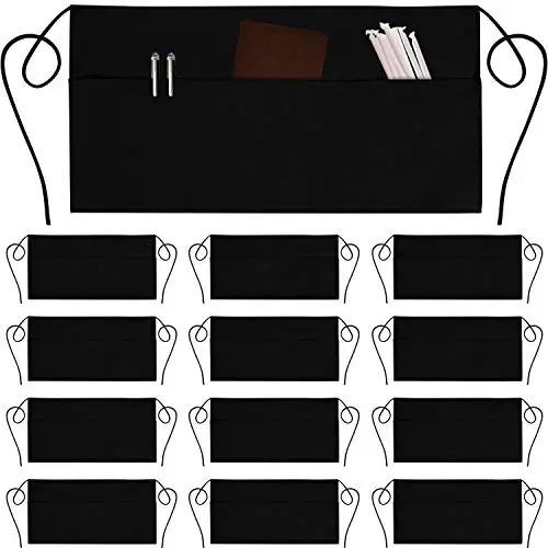 Черный фартук с 3 карманами-Талия, фартук официантки для женщин и мужчин, водостойкий фартук