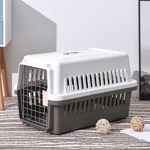 Luxury Plastic Airline Approved <b>Dog</b> & Cat Transport Box with Handle Eco-Friendly Portable Pet Carrier Metal Door 10kg Capacity - Product Image 2