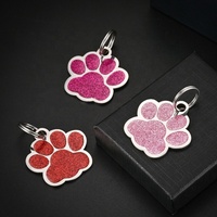 Edelstahl-Öltropfen-Hunde marke mit Glitzer-und Pfoten abdruck design-Laser gravierbarer Haustier-ID-Tag mit Anti-Verlust-Metall zubehör