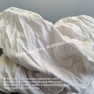 Trapos de limpieza de camisetas blancas recicladas, trapos 100% algodón para limpieza industrial en automóviles, embarcaciones y maquinaria. - Product Image 4