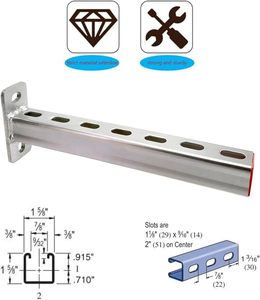 HENENG 14 Inch Steel Bracket Support Channel 4 Pack, Heavy Duty Fastener Braces for Display <b>Stands</b>, Frames & <b>Pipe</b> Structures - Product Image 3