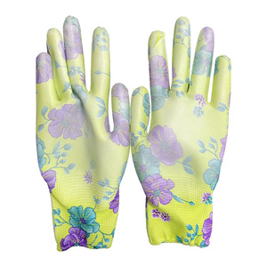 Guantes de protección para jardinería, resistentes al desgaste, con revestimiento de PU impreso e impregnado, con diseño de palma, delgados y transpirables. - Product Image 1