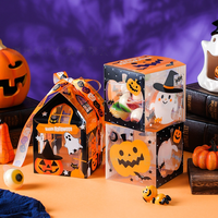 Boîte cadeau transparente sur le thème de la citrouille monstre d'Halloween, boîte en plastique pour chocolats, biscuits, bonbons