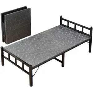Раскладная двухместная кровать с матрасом для офисного здания, спальни, портативные односпальные металлические кровати