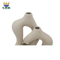 Ensemble de vases en céramique abstraits minimalistes irréguliers, vases sculptés à double ouverture, porcelaine mate sablée, décoration moderne pour la maison