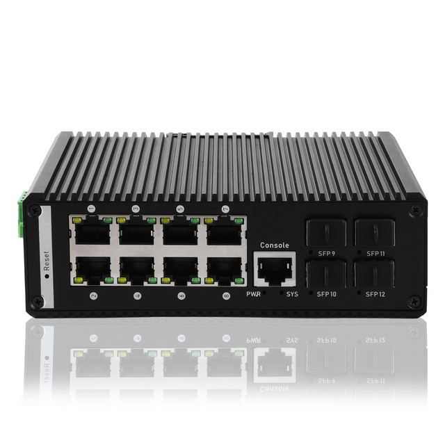 8GE 4 SFP 1 Gigabit L2 Managed Industrial Switch Gigabit SFP Fiber Optical Switch Poe Din Rai Industrial Switch Management