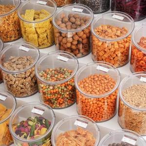 Диспенсер для сыпучих продуктов круглой формы от китайского производителя, витрина для закусок, контейнер для кофейных зерен, с мерным совком - Product Image 1