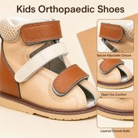 Chaussures Orthopédiques pour Enfants de 1 à 12 Ans, Marron, Montantes, avec Soutien du Pied, Tige en Cuir de Vachette Fendu, Doublure en Microfibre, Semelle en Caoutchouc