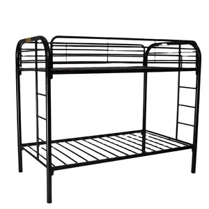 Litera negra con marco de metal para dormitorio, cama doble estilo americano