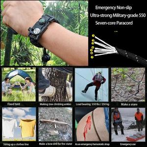 Reloj de Supervivencia Reflectante para Camping, Ligero, con Mango de Madera, Pulsera Tejida, Silbato, Hebillas, Encendedor de Pedernal, Brújula y Luz LED - Product Image 3