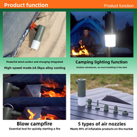 Lanterne de camping portable 3-en-1 avec pompe à air - LED en plastique IP44 résistante à l'eau rechargeable par USB-C portée 50M