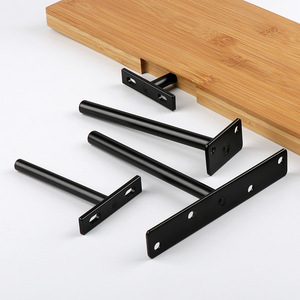 Concealed Partition <b>Bracket</b> T-Shaped <b>Black</b> Iron Shelf Support 3 4 5 Inch Wall Mount Hardware For Partition - Product Image 4