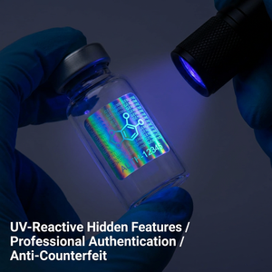 Étiquettes holographiques professionnelles haute sécurité pour flacons de peptides avec technologie VOID anti-effraction - Product Image 5