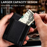 Dompet Kartu Kredit Minimalis Lipat dari Aluminium Logam, Tipis, Anti-RFID, Multifungsi untuk Pria