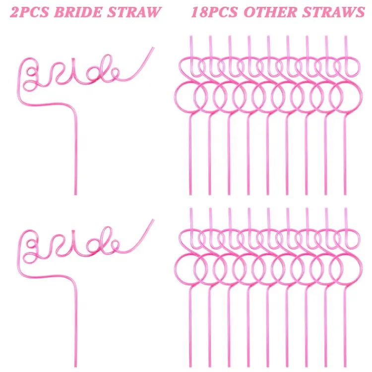 Bachelorette Party BRIDE Straw + Diamond Ring Straw Set 18+2 , Bridal Shower Bride To be Gift
