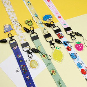 Cordón para teléfono con diseño de dibujos animados, colgante bonito, correa ancha plana tejida, cadena para colgar, soporte para llaves, credenciales y tarjetas con colgante - Product Image 2