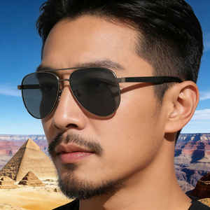 Lunettes de soleil aviateur Ks-3974 pour homme, monture noire, verres TAC, protection UV400, classe 2, pare-soleil, monture en plastique et métal, pour usage extérieur - Product Image 3