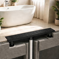 Drain de douche linéaire noir mat OEM ODM, sortie verticale moderne, en acier inoxydable 304, pour salle de bain et hôtel, long drain de sol – Vente chaude