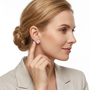 Flower <b>Moissanite</b> Stud <b>Earrings</b> 925 Silver Round Cut Cluster <b>Earrings</b> Floral Fine Jewelry for Women Wholesale Manufacturer - Product Image 6