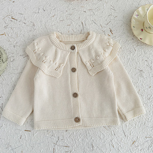 Batı tarzı kız kazak ceket bebek kız saf pamuk hırka toptan bahar ve sonbahar giyim kazak - Product Image 3