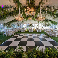 Plancher de danse portable en MDF noir et blanc LEDA pour événements de mariage en extérieur et en intérieur, scène de danse