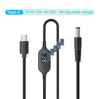 Câble de type C vers DC5525 à tensions réglables avec affichage numérique, plusieurs réglages de tension de 5V à 28V pour l'électronique