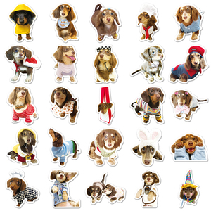 50pcs gros chien autocollants personnalisés mignon animal de compagnie tout coupé personnalisé exquis <span class=keywords><strong>teckel</strong></span> INS Style autocollants - Product Image 3