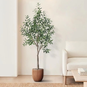 Árbol <span class=keywords><strong>de</strong></span> Olivo Artificial Grande Hoja <span class=keywords><strong>de</strong></span> Ficus Tronco <span class=keywords><strong>de</strong></span> Madera Hierba <span class=keywords><strong>de</strong></span> Seda Plástico Simulación Decorativo para el Hogar Paisajismo Exterior <span class=keywords><strong>Casa</strong></span> en Maceta - Product Image 1