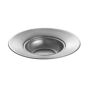Stainless Steel Wide Rimmed Plate Round Solid Color Restaurant Steak Plate FK 1 - Product Image 1