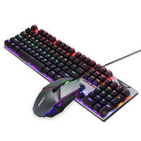 Clavier mécanique de jeu rétroéclairé RVB de haute qualité à 104 touches et ensemble de souris filaire USB pour les joueurs sur PC de bureau