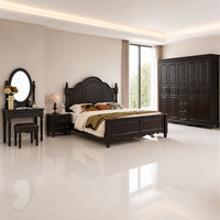 Ensemble complet de mobilier de chambre d'hôtel en bois massif européen écologique Elande, style moderne, avec lit king-size, armoire et coiffeuse – Vente en gros