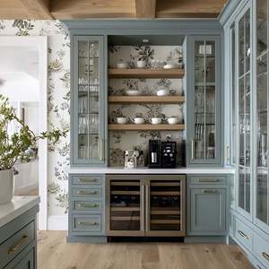 European Style Modern Modular L-Shape Kitchen <b>Cabinet</b> Set Solid Wood Doors Melamine Board Construction High Gloss Finish 1 Year - Product Image 2