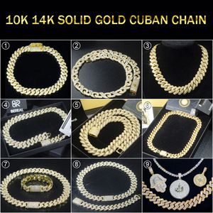 Cadena Cubana Personalizada de Oro Sólido 9K 10K 14K 18K, Estilo Hip Hop Iced Out, 6MM 8MM, Pulsera Cubana Miami, Joyería <span class=keywords><strong>Fina</strong></span> para Hombre - Product Image 4