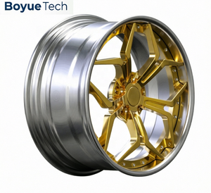 Nouvelles jantes forgées 2 pièces à 5 branches étoilées, face dorée, baril argenté poli, 16-24 pouces, PCD 5*108/112/114.3/115/120/130 Boyue - Product Image 3