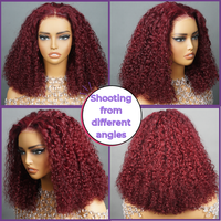 Proveedor de Pelucas de Cabello Humano 100% Virgen, 18 Pulgadas, Rizos Birmanos en Color 99J, Peluca con Frente de Encaje Transparente para Mujer