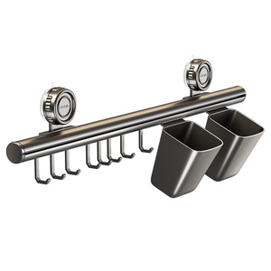 <b>Kitchen</b> Suction Cup Rack With <b>Hooks</b> And Containers Wall Mounted Punch Free Storage For Utensils And Food Items - Product Image 5