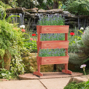Jardinière surélevée verticale d'intérieur et d'extérieur à 3 niveaux, bac à plantes surélevé en <span class=keywords><strong>bois</strong></span>, support pour légumes et fleurs - Product Image 2