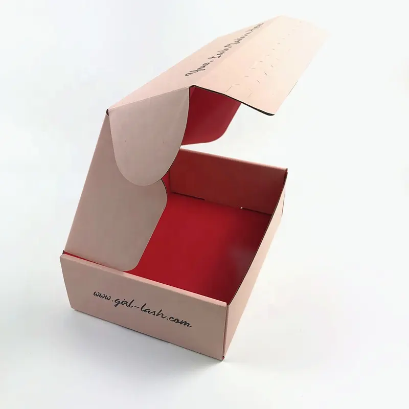 Kotak pengiriman mewah kemasan Logo kustom kotak pengiriman merah kosmetik mewah ringan ramah lingkungan merah muda