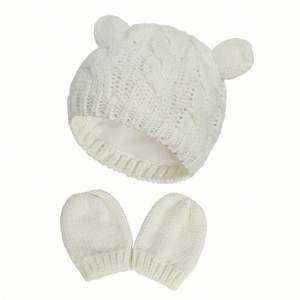 Ensemble bonnet et moufles en tricot doux pour bébé, nourrisson et tout-petit, pour l'hiver et les jours froids - Product Image 5