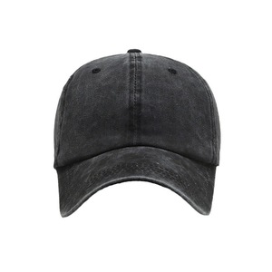 <b>Black</b> <b>Baseball</b> <b>Cap</b> 6-Panel Adjustable Unisex Cotton Casual Strapback Hat Washed Finish Solid Color Adult Fit - Product Image 4