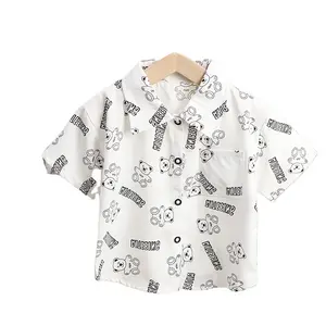 Gewaschene Hemd mode Kinder Kurzarm bedruckte Hemden 2-14 Jahre alte Jungen lässige Druck hemden akzeptieren benutzer definierte Grafiken