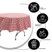 Nappe ronde en plastique écologique à carreaux rouges et blancs pour fête, mariage, anniversaire, baby shower, Noël, Pâques, 84x84 pouces
