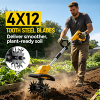DELUN Motoculteur Électrique Sans Fil 21V, Batterie 2.0Ah, Largeur de travail 300mm, Profondeur de travail 220mm pour le déchaumage des jardins et le desserrage du sol